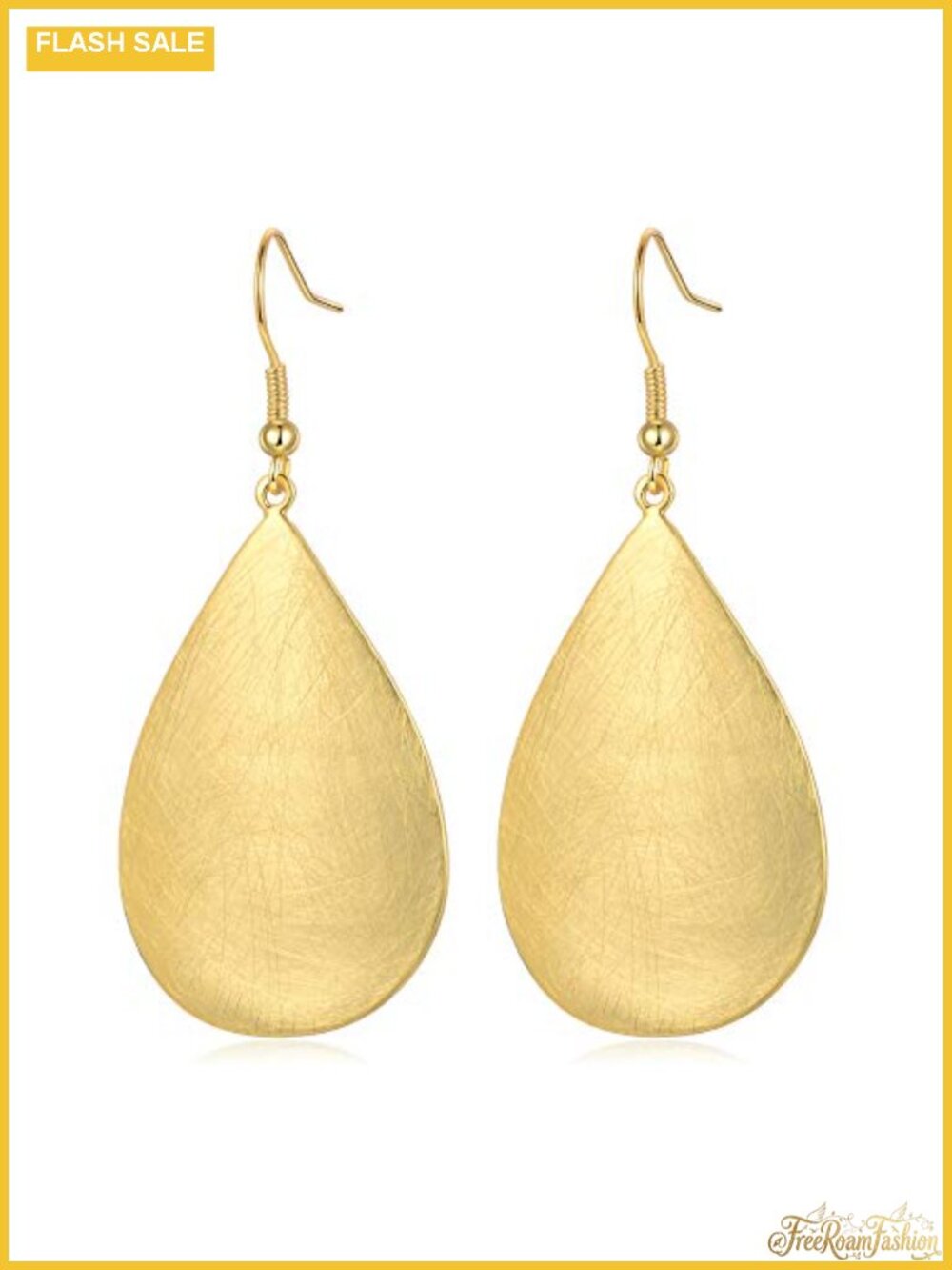 Handmade Brushed Finish Teardrop Dangle Earrings French Wire